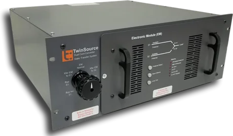 DCC-II rack mount static transfer switch in the rack with the equipment it protects